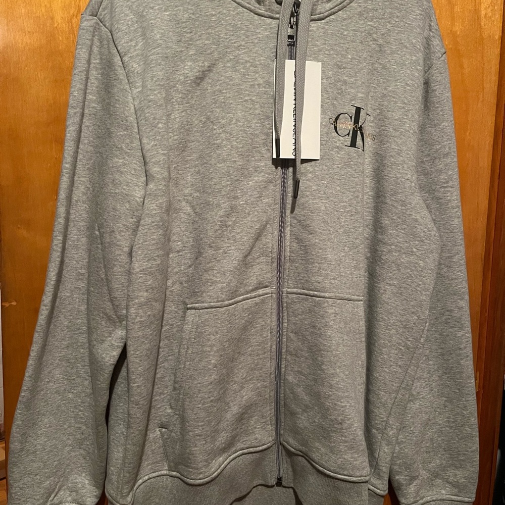 Calvin Klein Large Grey Zip Up Hoodie